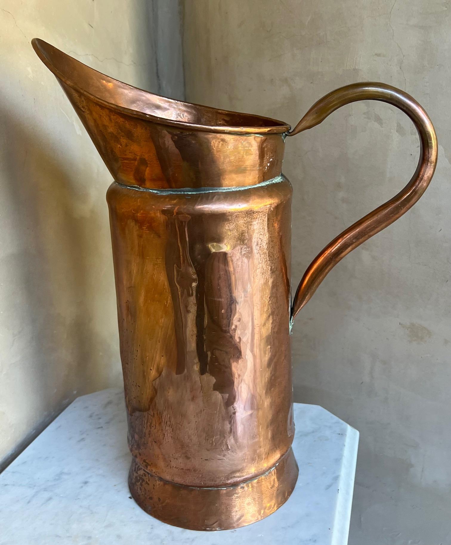 Mid-20th Century Extra Large French Copper Pitcher, c. 1930's For Sale