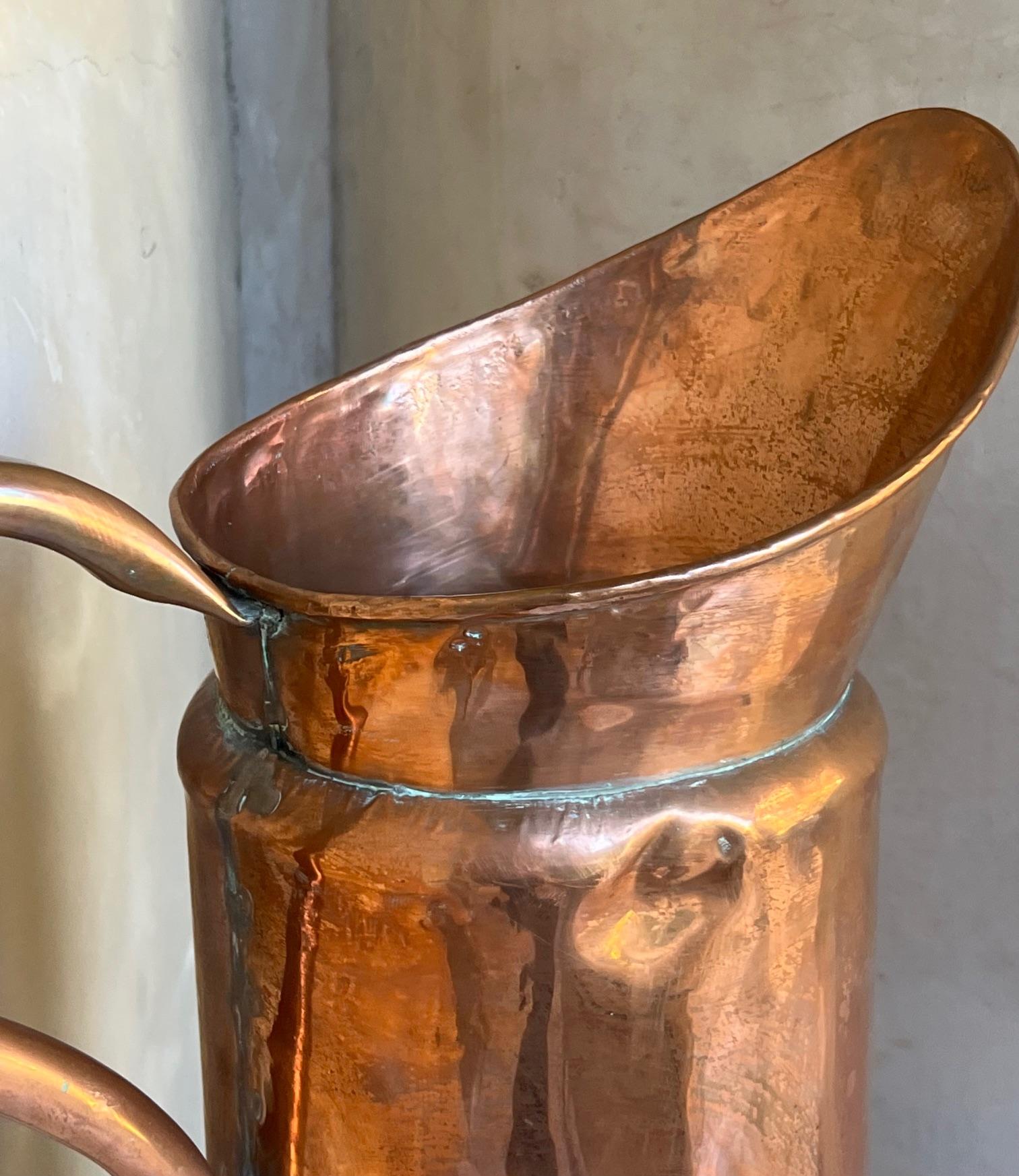 Extra Large French Copper Pitcher, c. 1930's For Sale 3