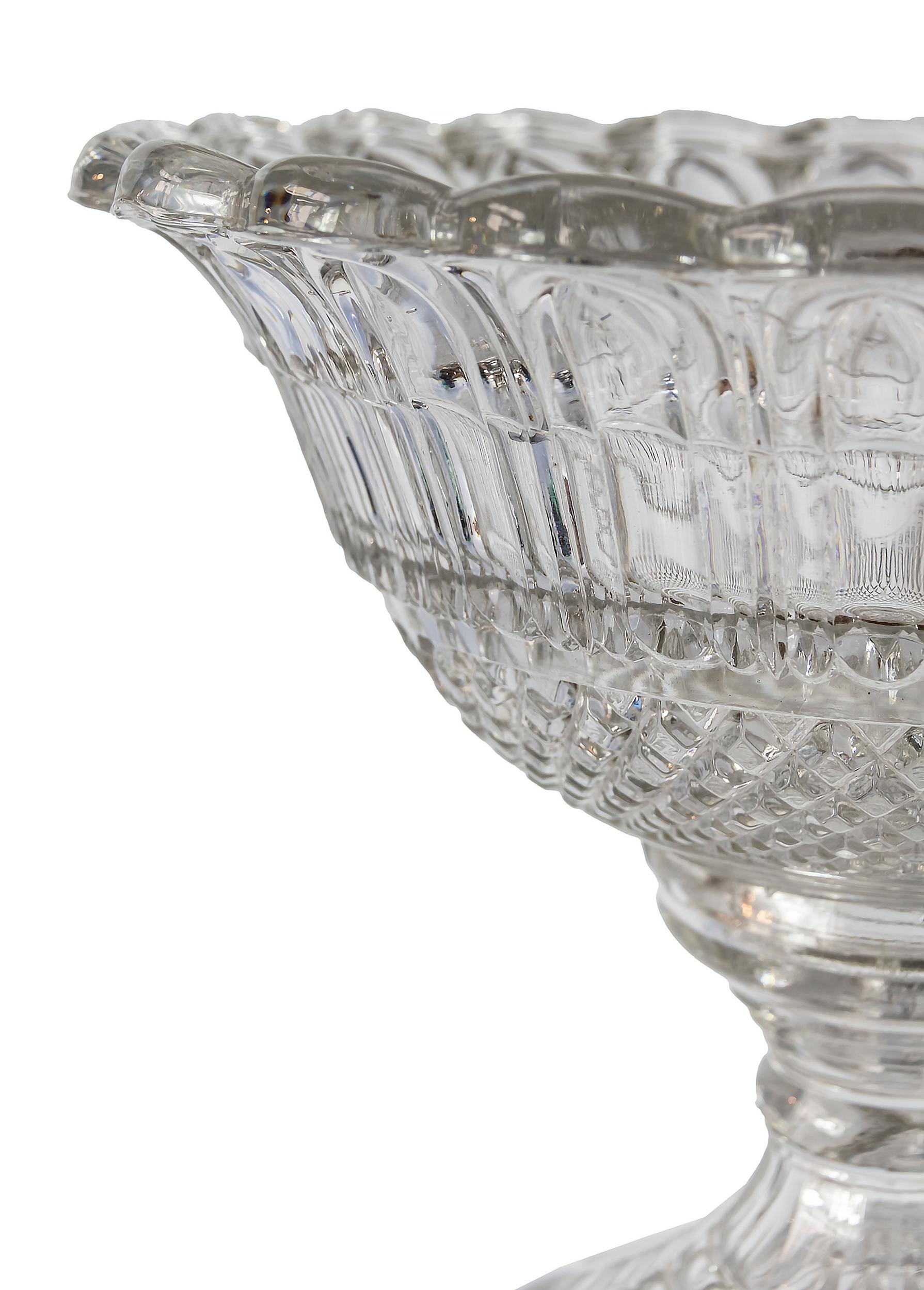Hand-Crafted Extra Large French Handmade Crystal Glass Vase Centerpiece, circa 1920's