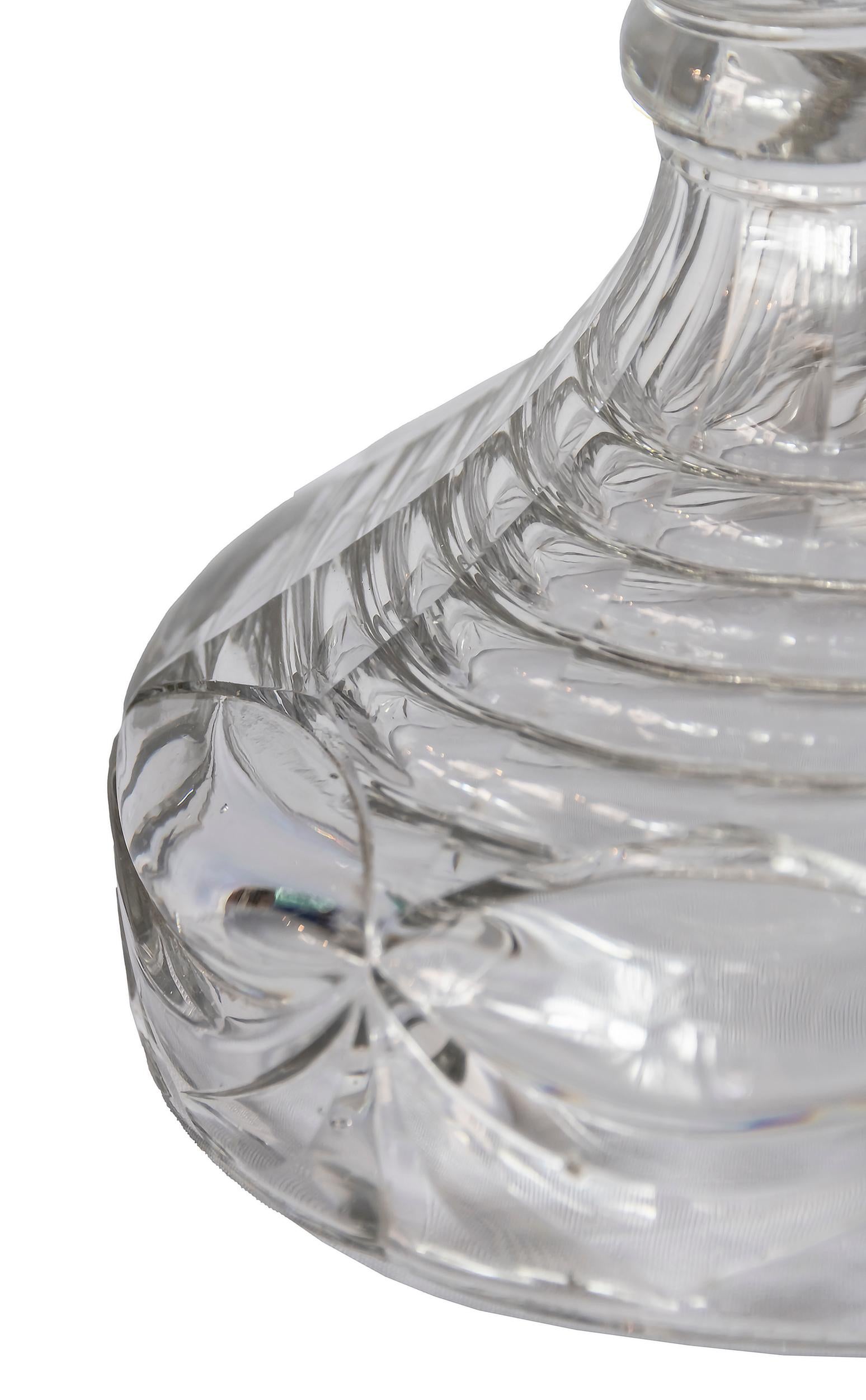 Extra Large French Handmade Crystal Glass Vase Centerpiece, circa 1920's In Good Condition In Vilnius, LT