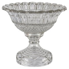 Antique Extra Large French Handmade Crystal Glass Vase Centerpiece, circa 1920's