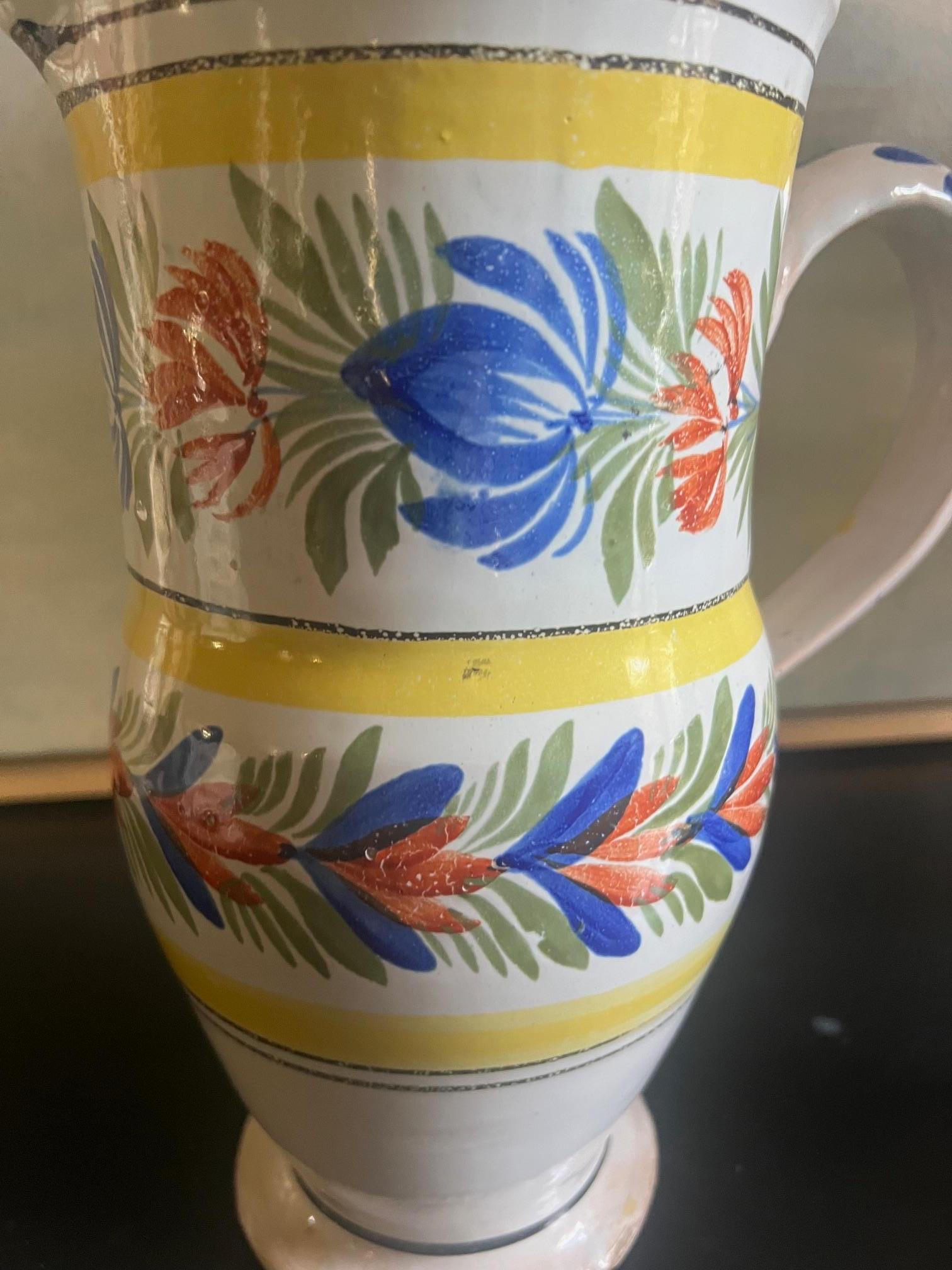 Extra Large French Quimper Pitcher Early 19th Century In Good Condition In Ross, CA
