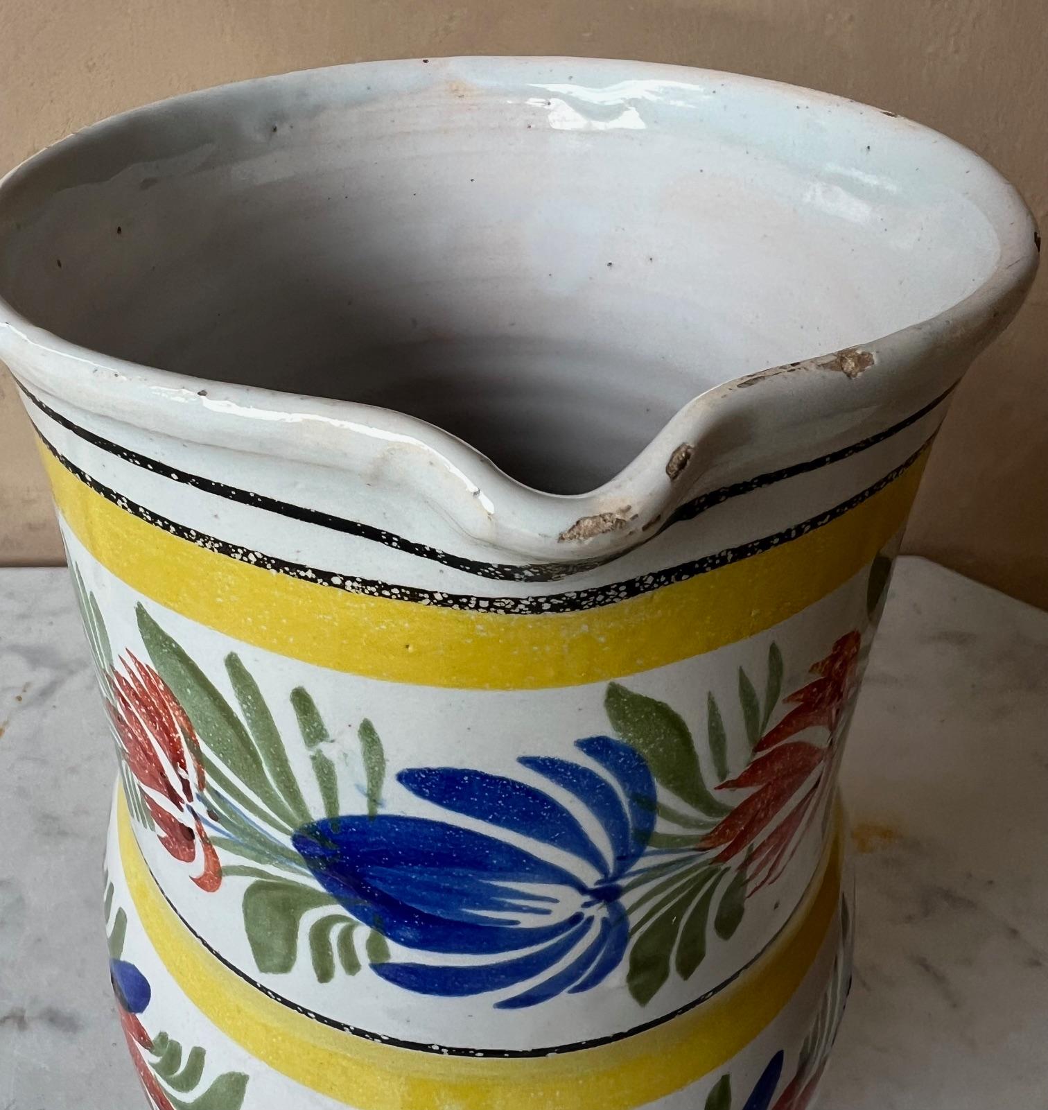 Extra Large French Quimper Pitcher Early 19th Century 2