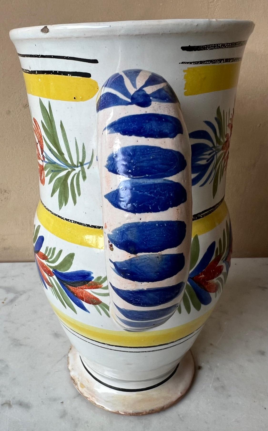 Extra Large French Quimper Pitcher Early 19th Century 3