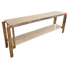 Extra Large Full Brass Travertine Console table
