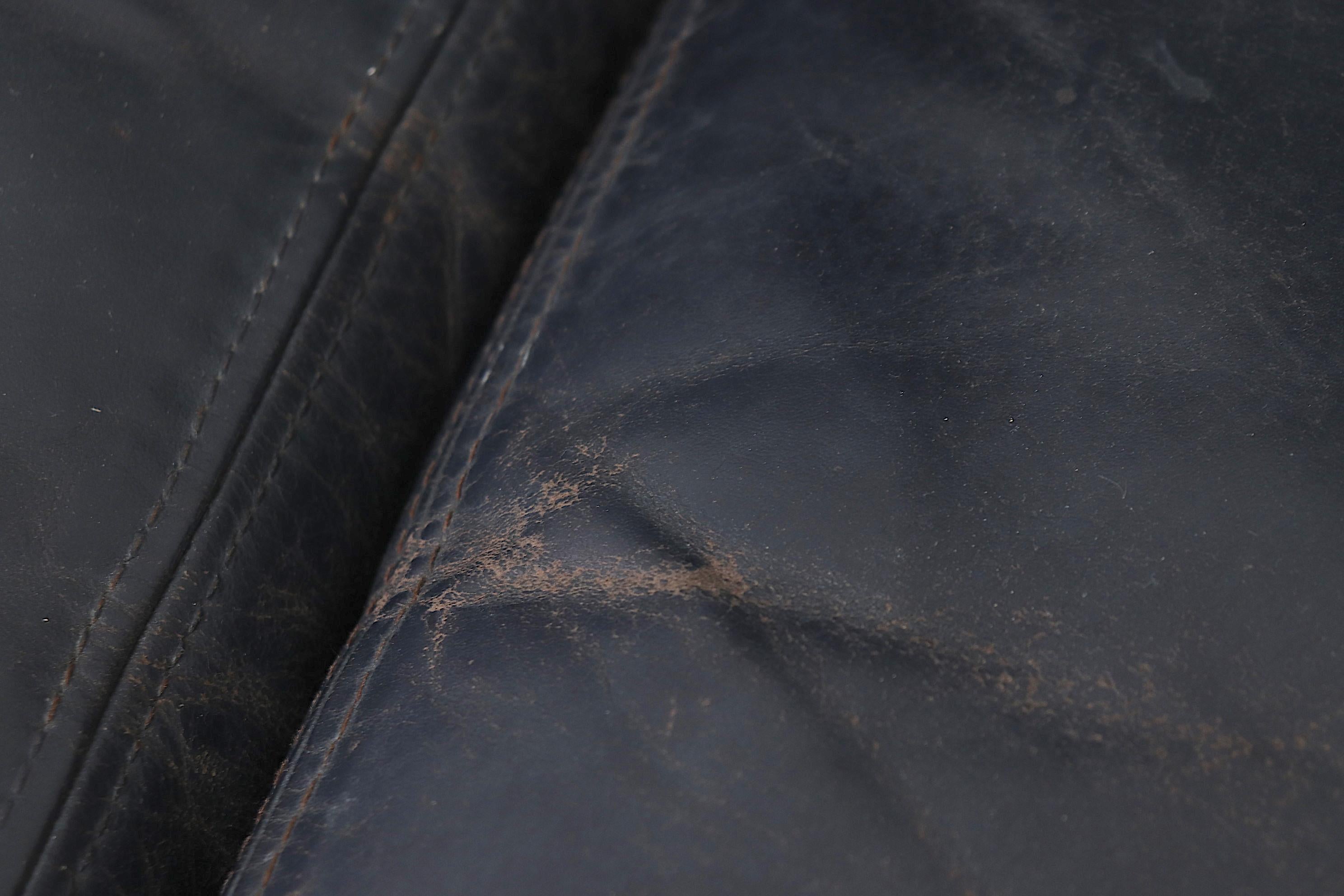 Extra Large Gelderland Blue Leather Sectional Sofa 2