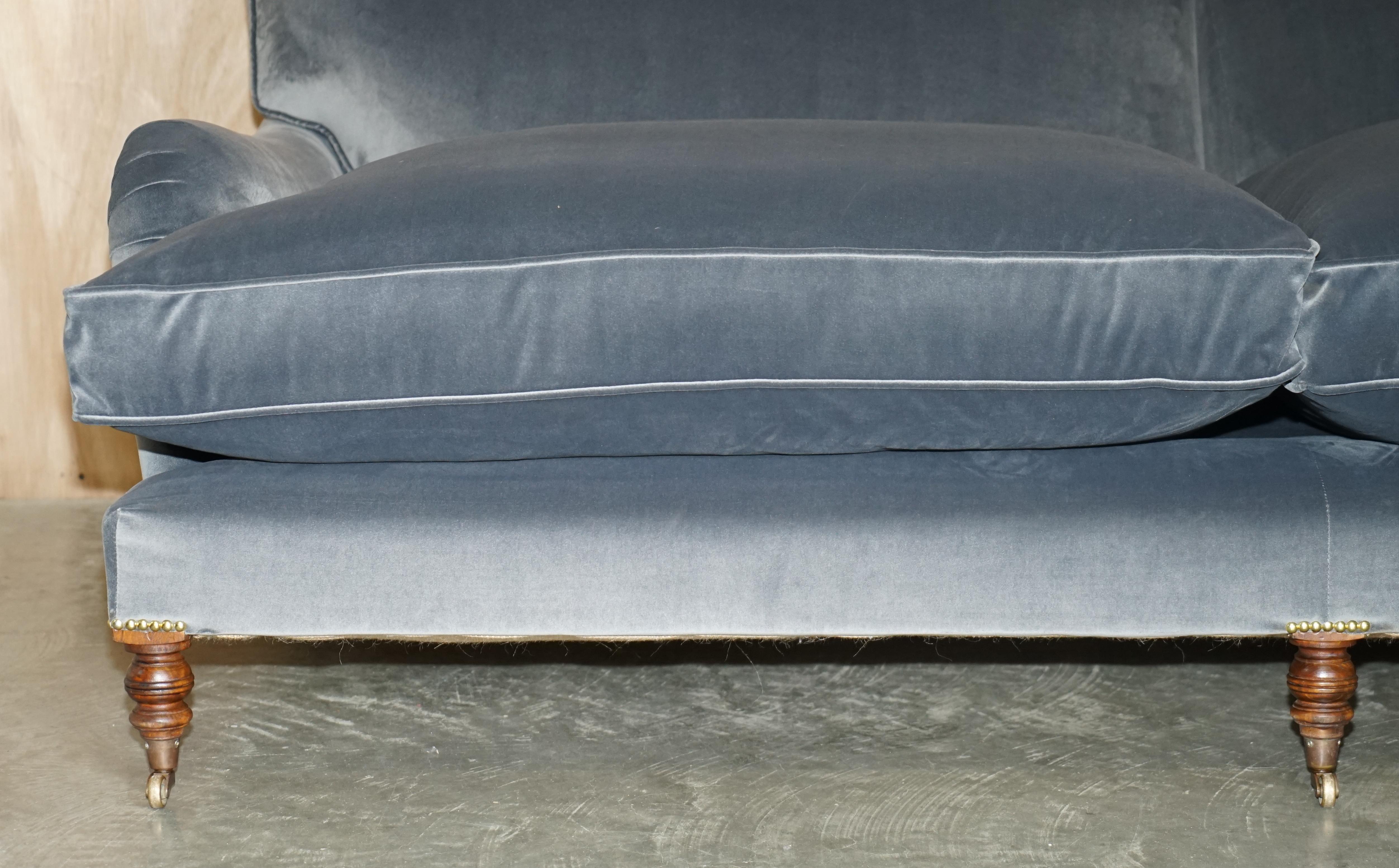 20th Century Extra Large George Smith Howard & Son's Signature Scroll Arm Sofa Grey Velvet