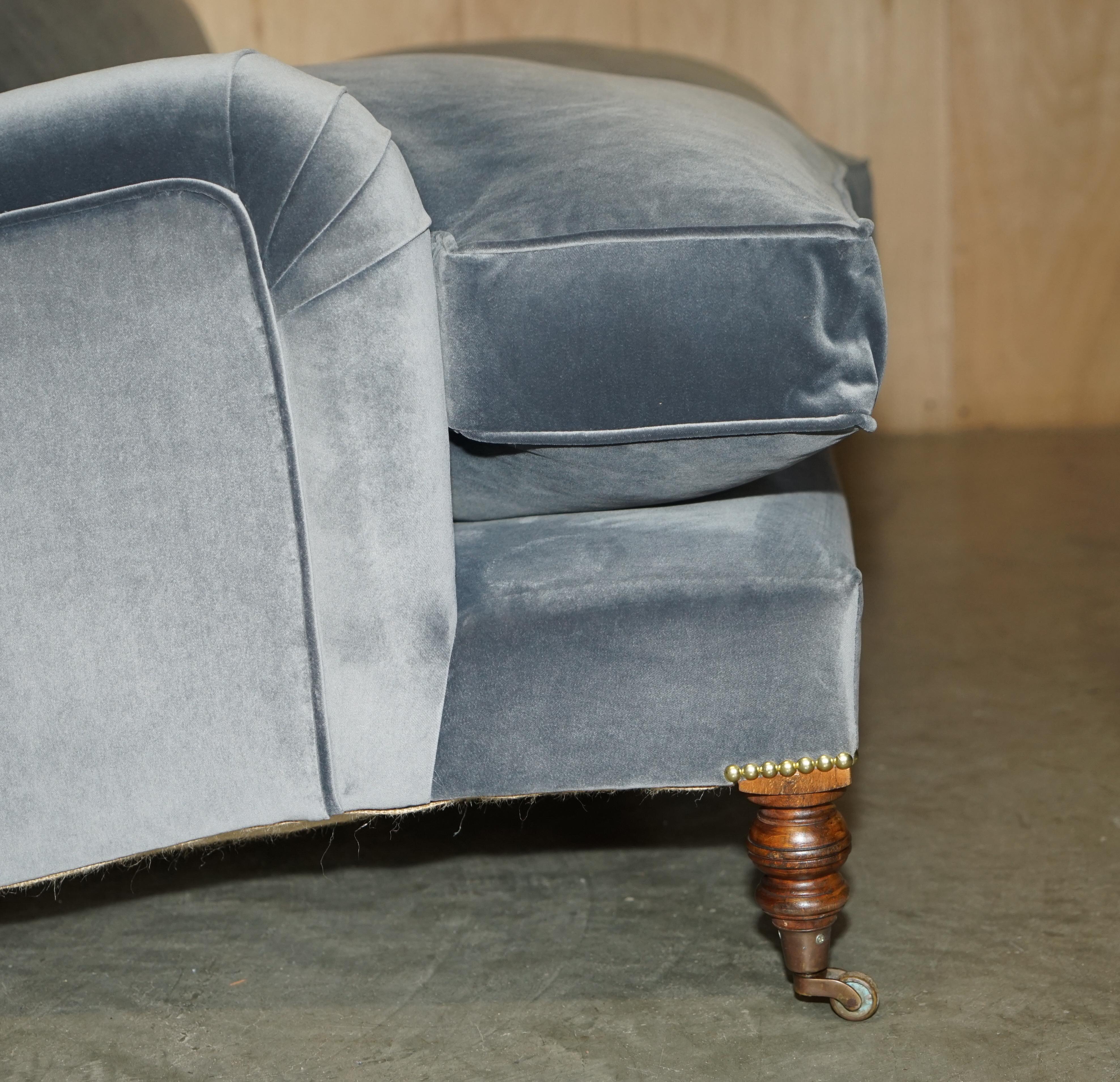 Extra Large George Smith Howard & Son's Signature Scroll Arm Sofa Grey Velvet 9