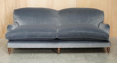 Extra Large George Smith Howard & Son's Signature Scroll Arm Sofa Grey Velvet