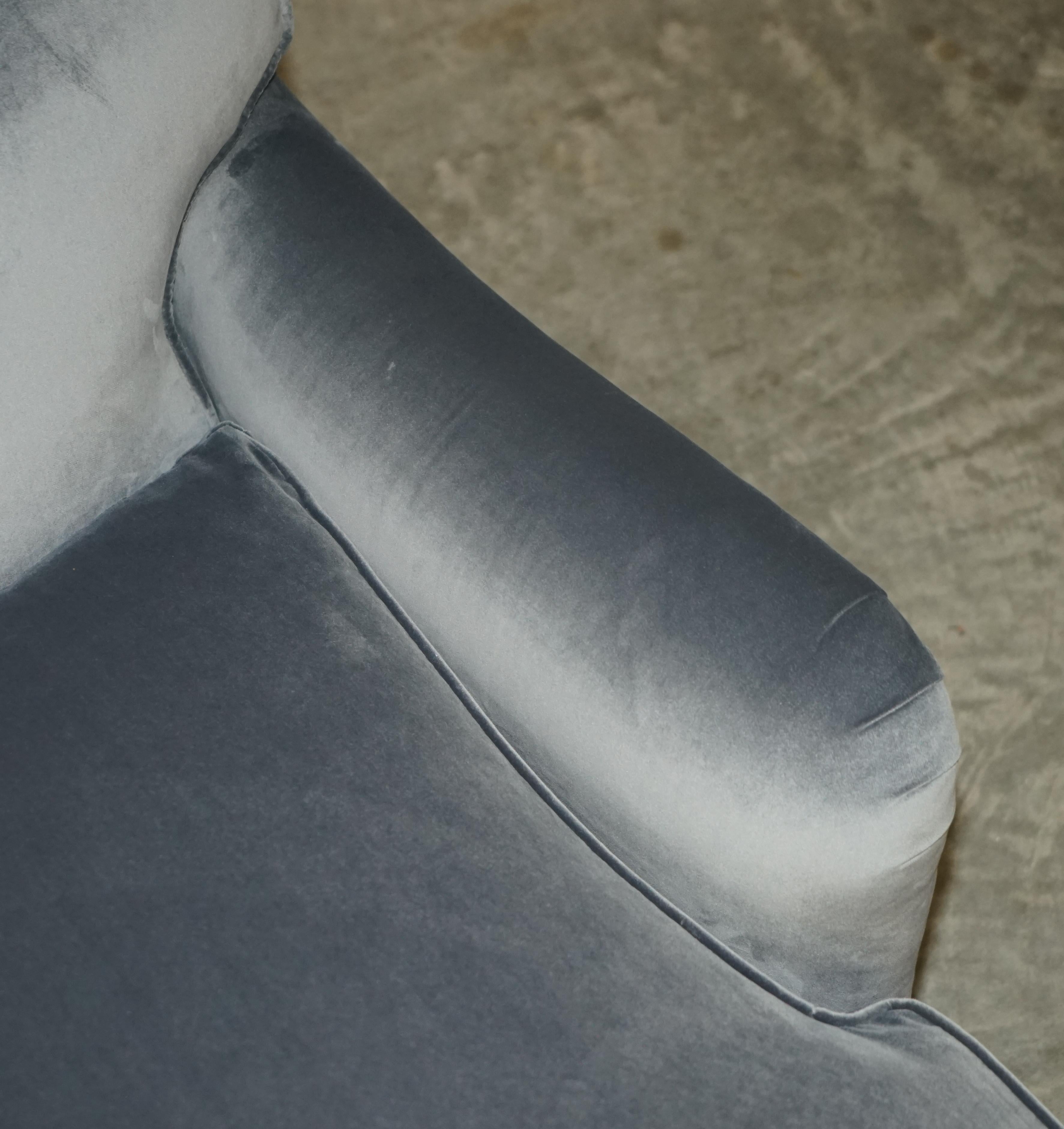 20th Century Extra Large George Smith Howard & Son's Signature Scroll Arm Sofa Grey Velvet