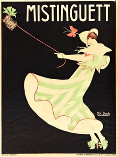 Extra Large Gilt Framed Mistinguett French Lithograph Vintage Poster Circa 1913