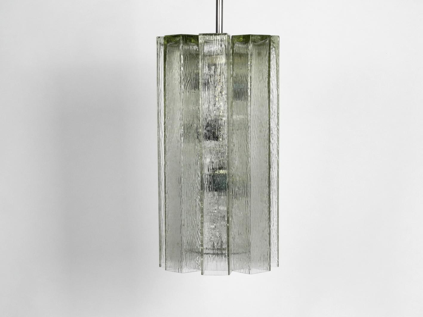 Mid-Century Modern Très grande lampe à suspension en verre de Doria, design brutaliste moderne du milieu du siècle dernier en vente