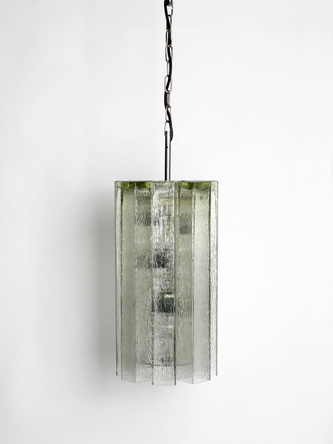 Metal Extra Large Glass Pendant Lamp by Doria Mid-Century Modern Brutalist Design For Sale