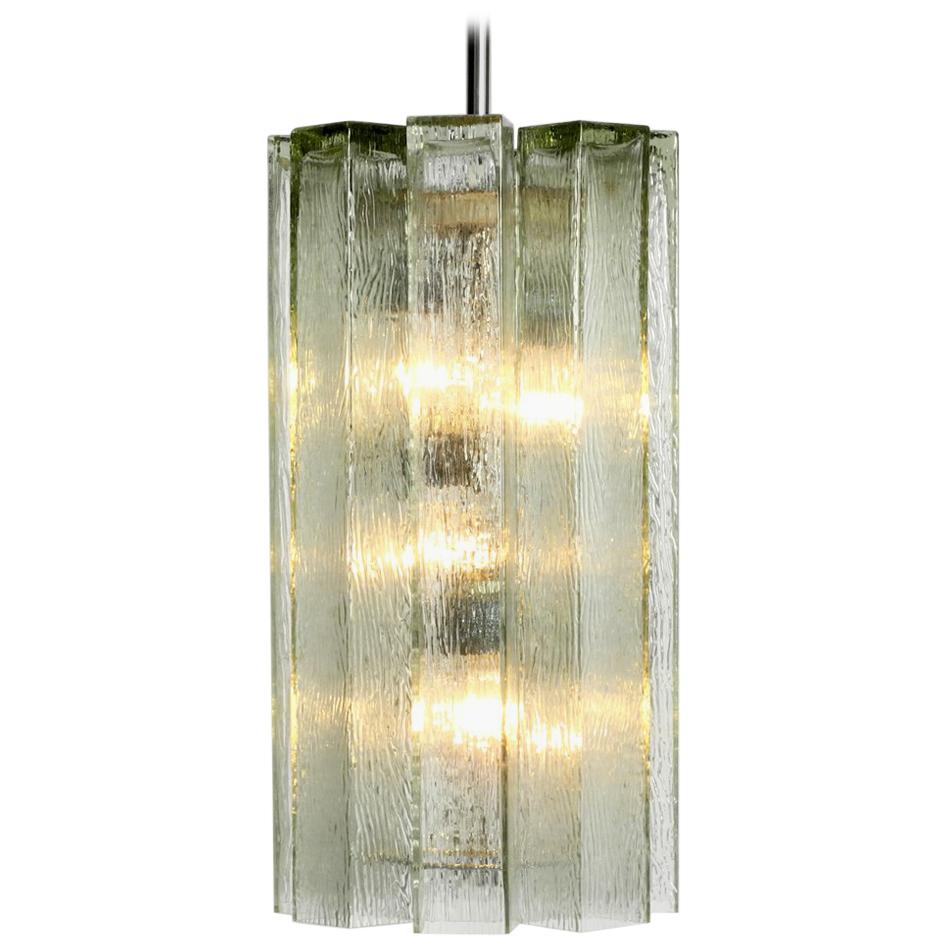 Extra Large Glass Pendant Lamp by Doria Mid-Century Modern Brutalist Design