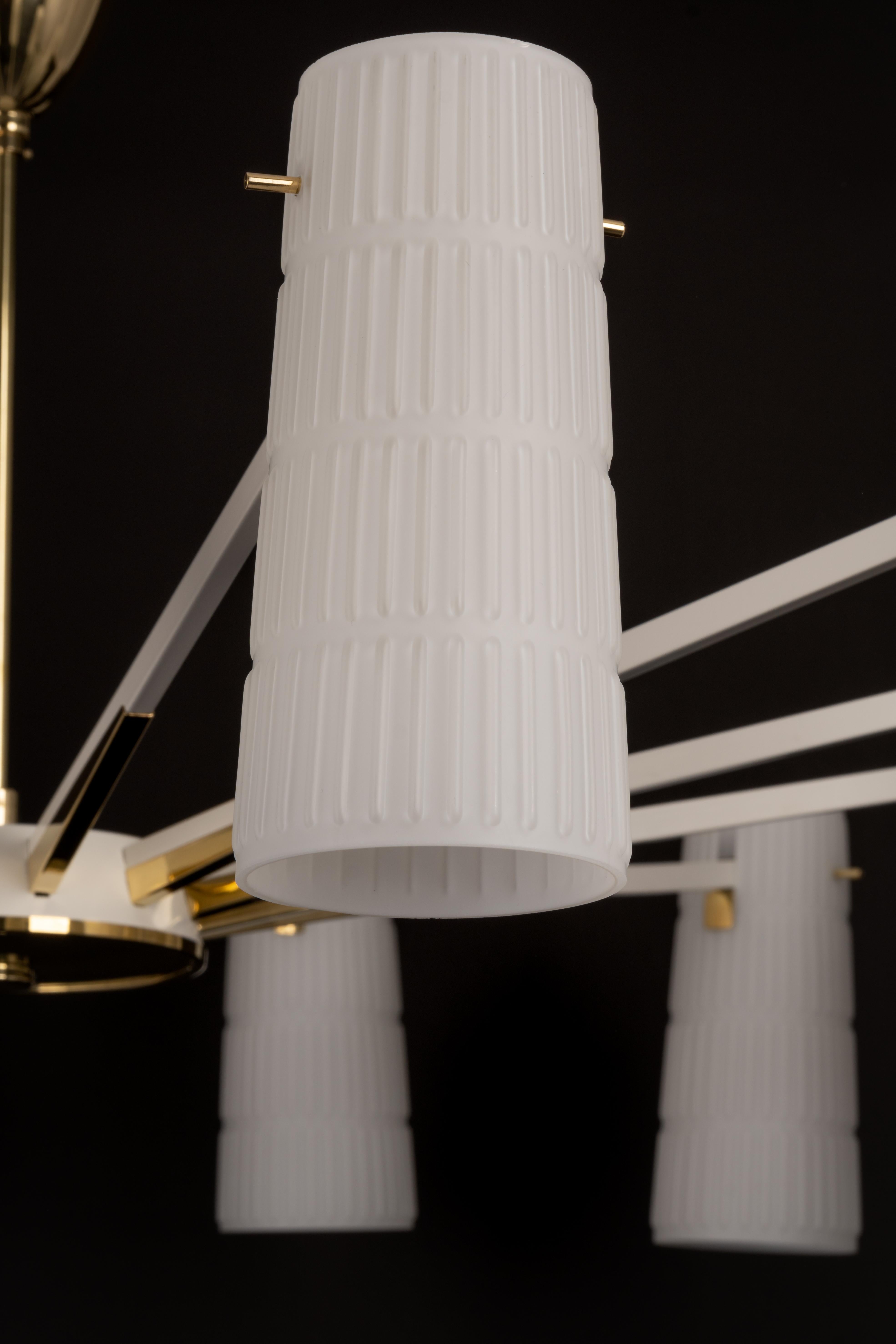 Extra Large Glass Sunburst Chandelier, Stilnovo style, 1950s For Sale 5