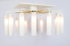 Extra Large Glass Sunburst Chandelier, Stilnovo style, 1950s