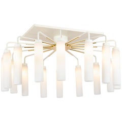 Lampadario a raggiera in vetro extra large, stile Stilnovo, anni '50