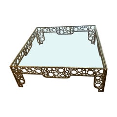 Extra Large Gold Gilt Circle Design Base Coffee Table, France, 1930s