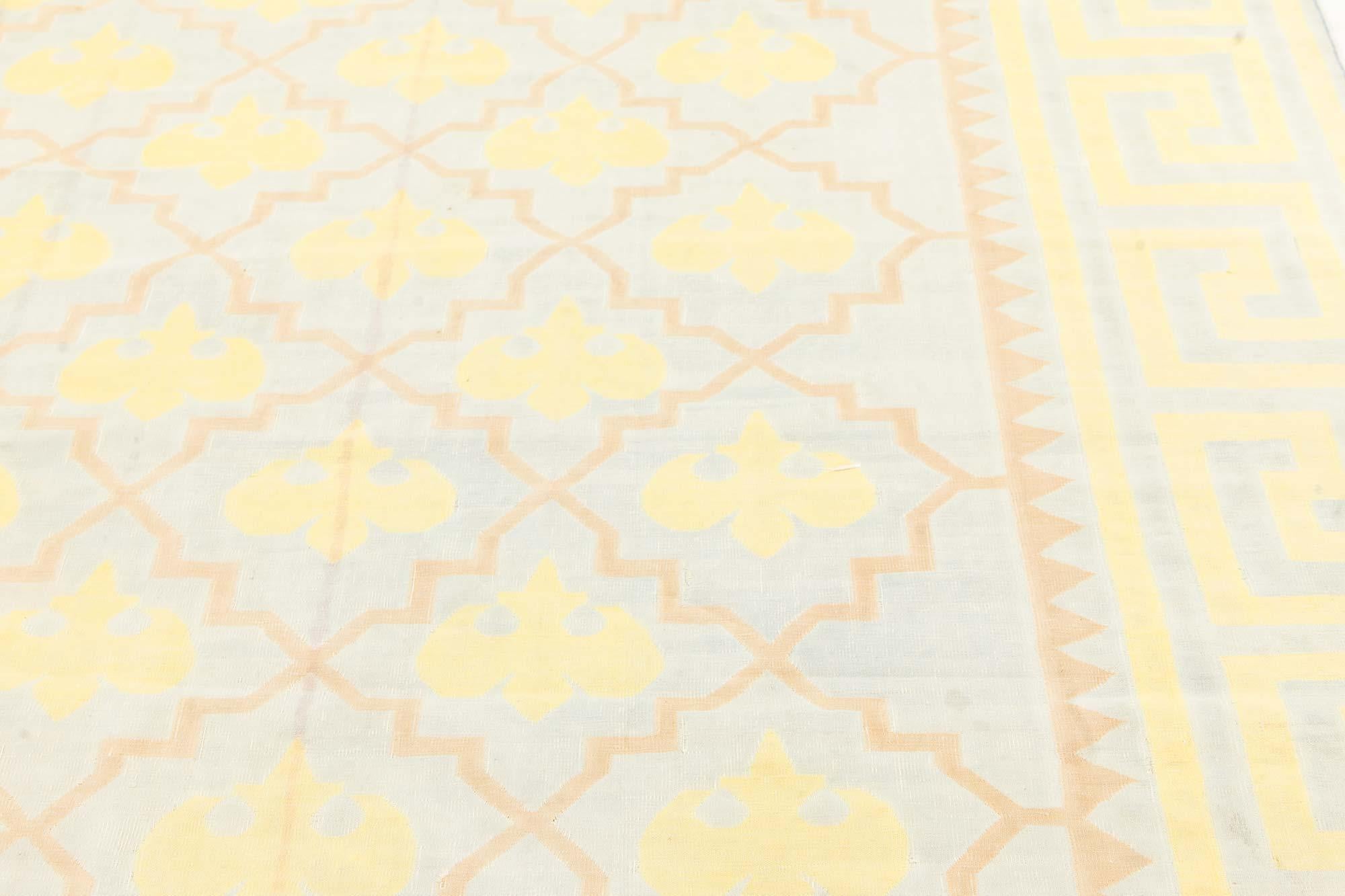 20th Century Doris Leslie Blau Extra Large Vintage Indian Dhurrie Rug with Geometric Allover For Sale