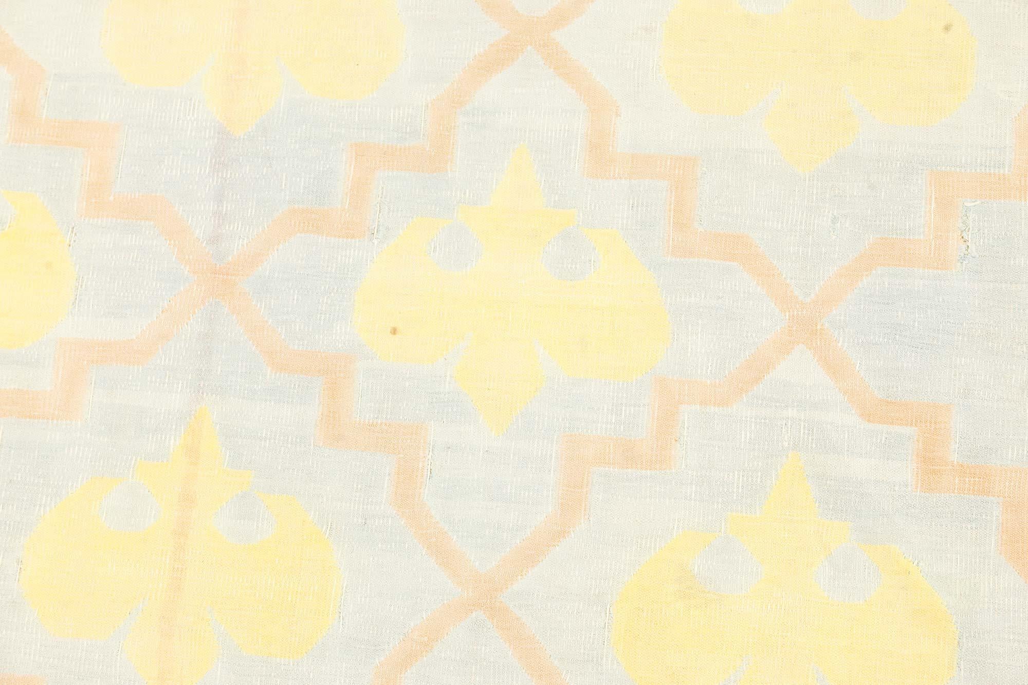 Doris Leslie Blau Extra Large Vintage Indian Dhurrie Rug with Geometric Allover For Sale 1