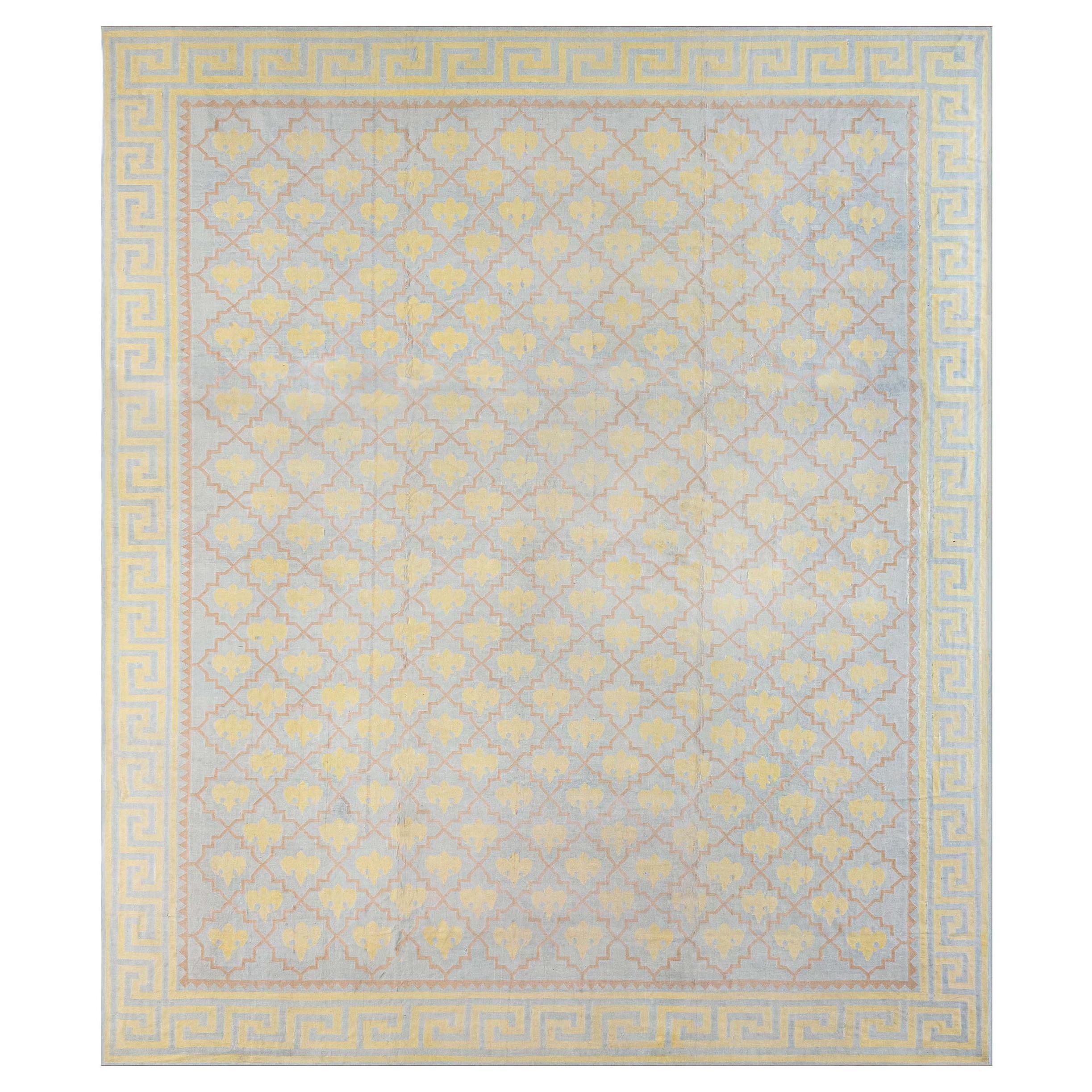 Doris Leslie Blau Extra Large Vintage Indian Dhurrie Rug with Geometric Allover For Sale