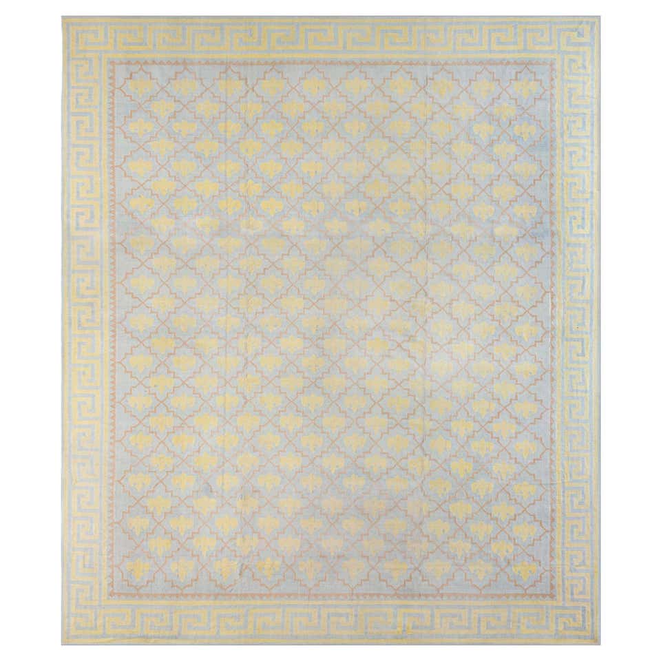 Handmade Extra Large New “Old” Indian Wool Dhurrie Rug For Sale at 1stDibs