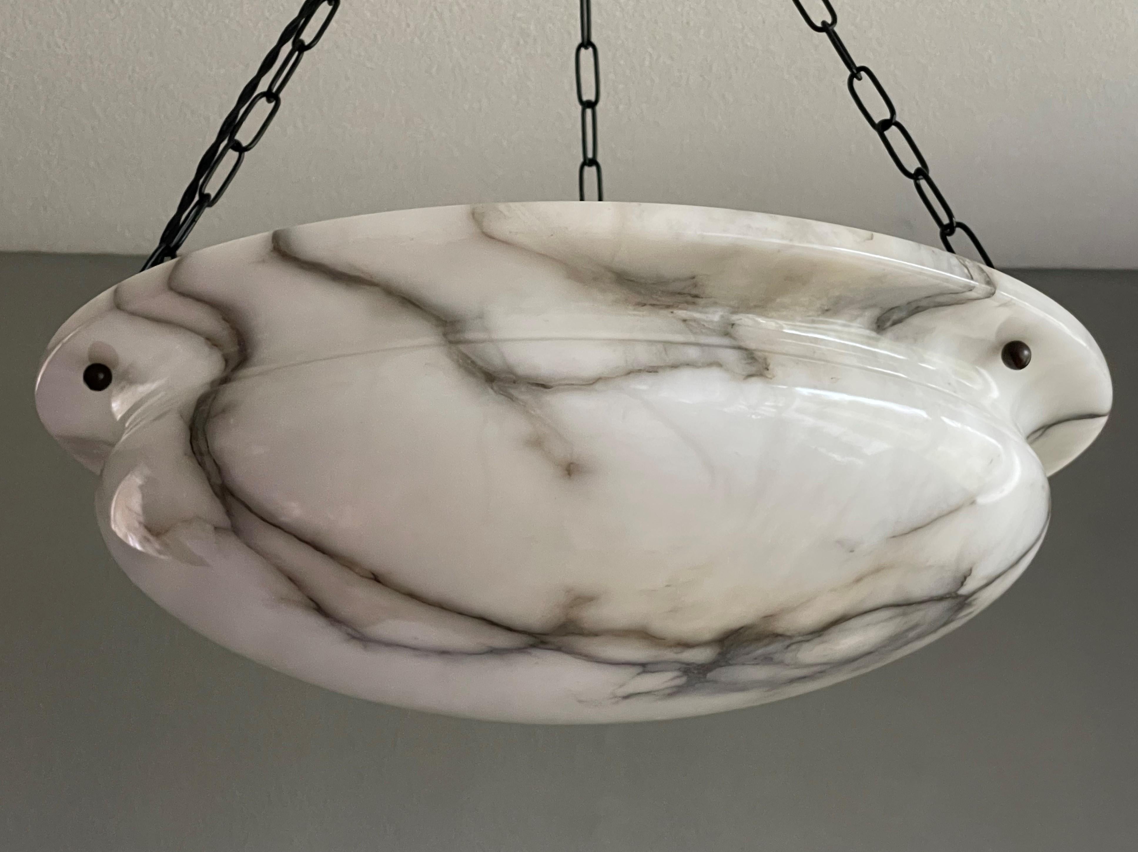 Extra Large & Great Looking Antique White & Black Alabaster Pendant / Chandelier 4