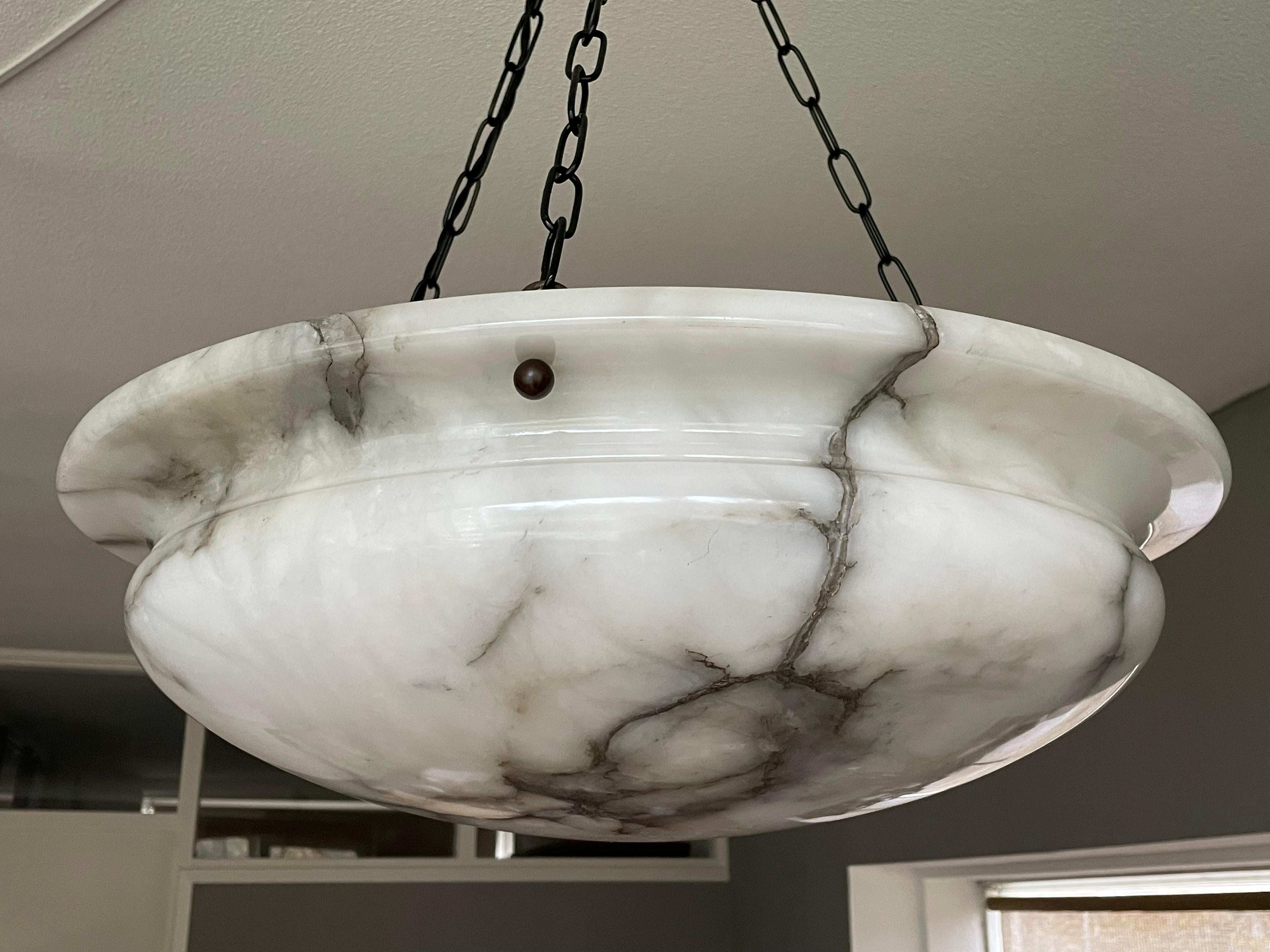 Extra Large & Great Looking Antique White & Black Alabaster Pendant / Chandelier 8