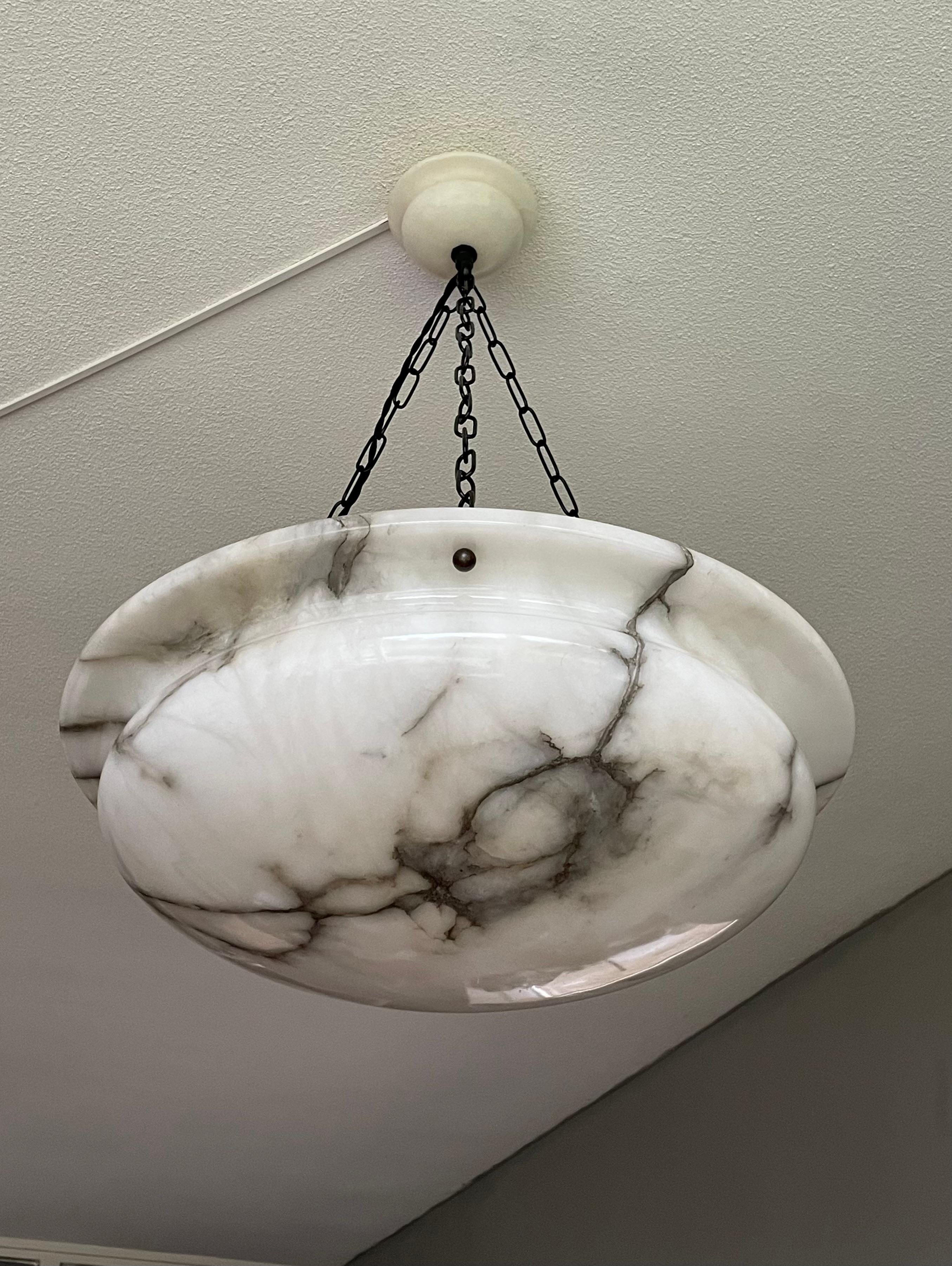 Extra Large & Great Looking Antique White & Black Alabaster Pendant / Chandelier 2