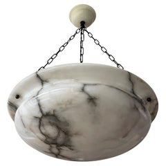 Extra Large & Great Looking Antique White & Black Alabaster Pendant / Chandelier