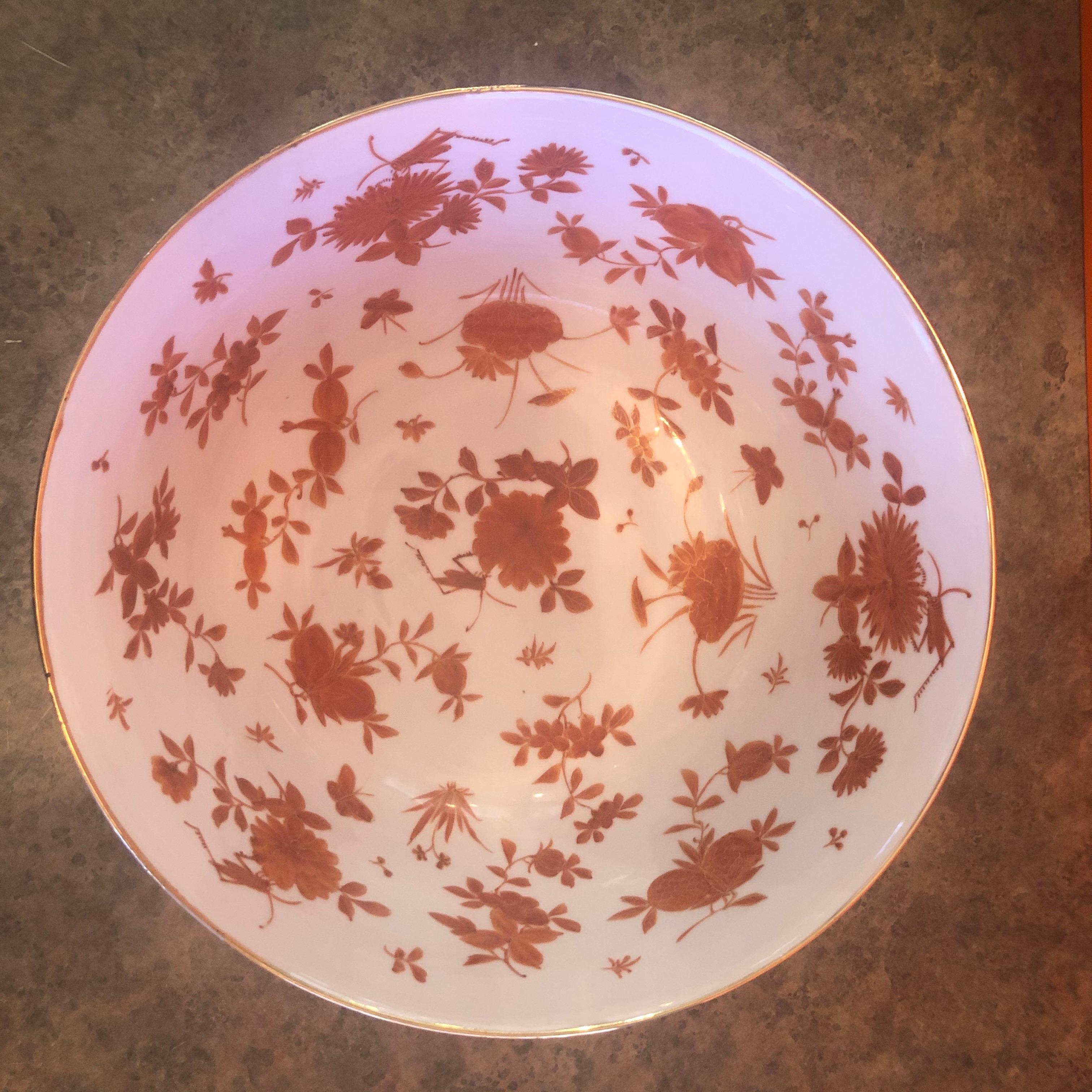 Extra Large Gumps Hand Painted Made in Hong Kong Porcelain Bowl 1