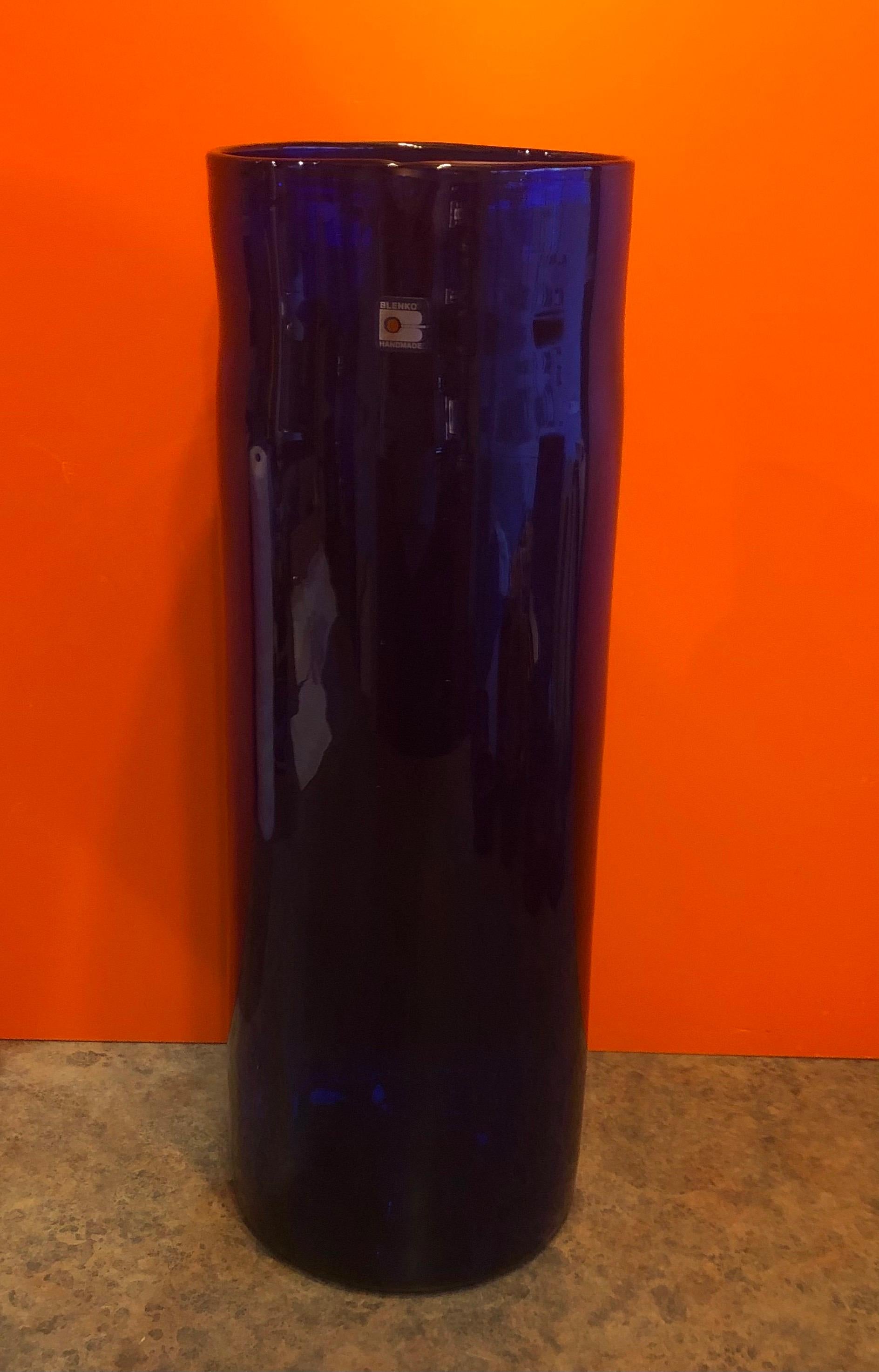 large cobalt blue glass vase