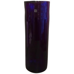 Très grand vase en verre d'art bleu cobalt soufflé à la main par Blenko Glass
