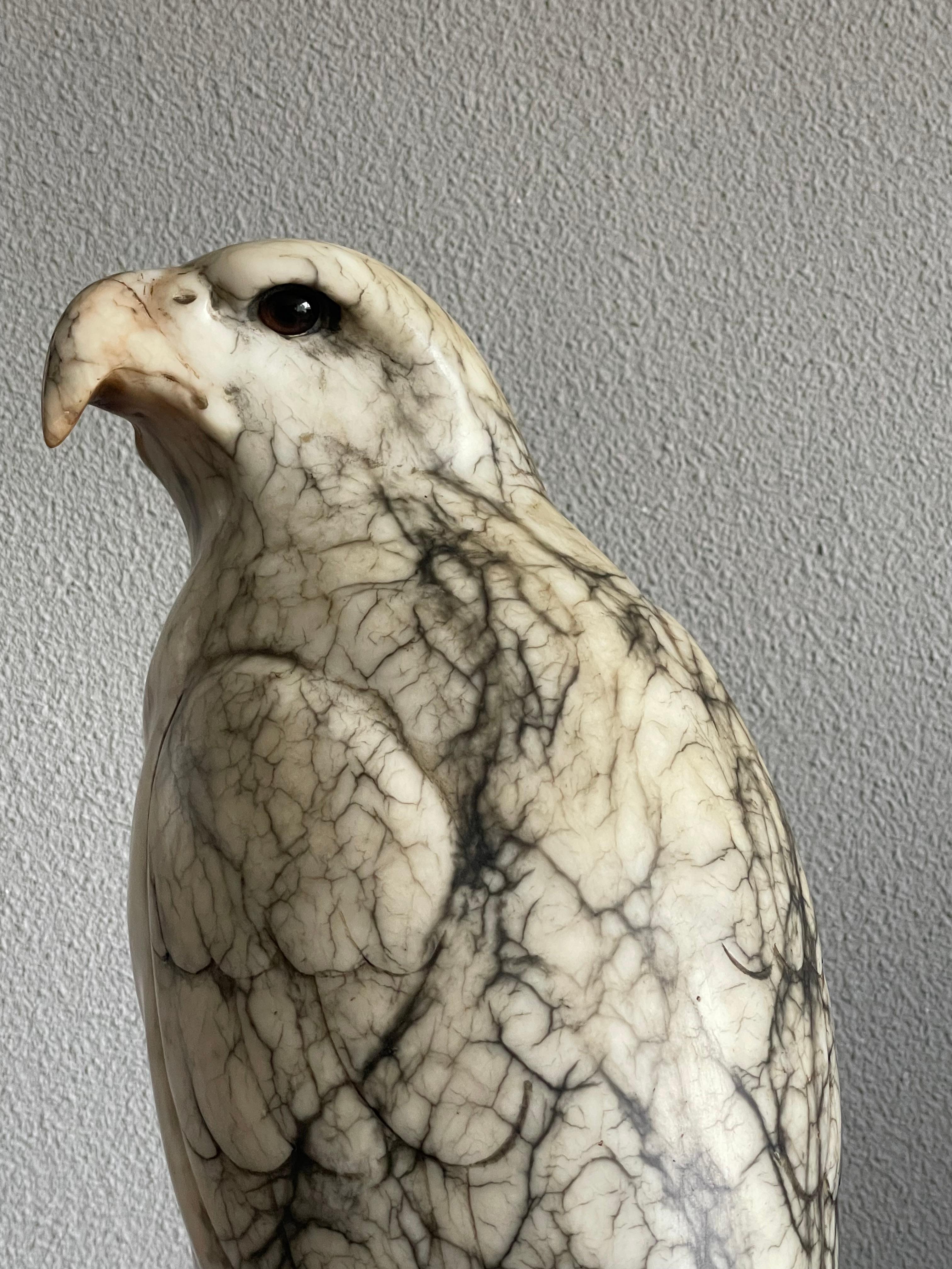 Extra Large Hand Carved & Mint Antique Alabaster American Bald Eagle Sculpture 3