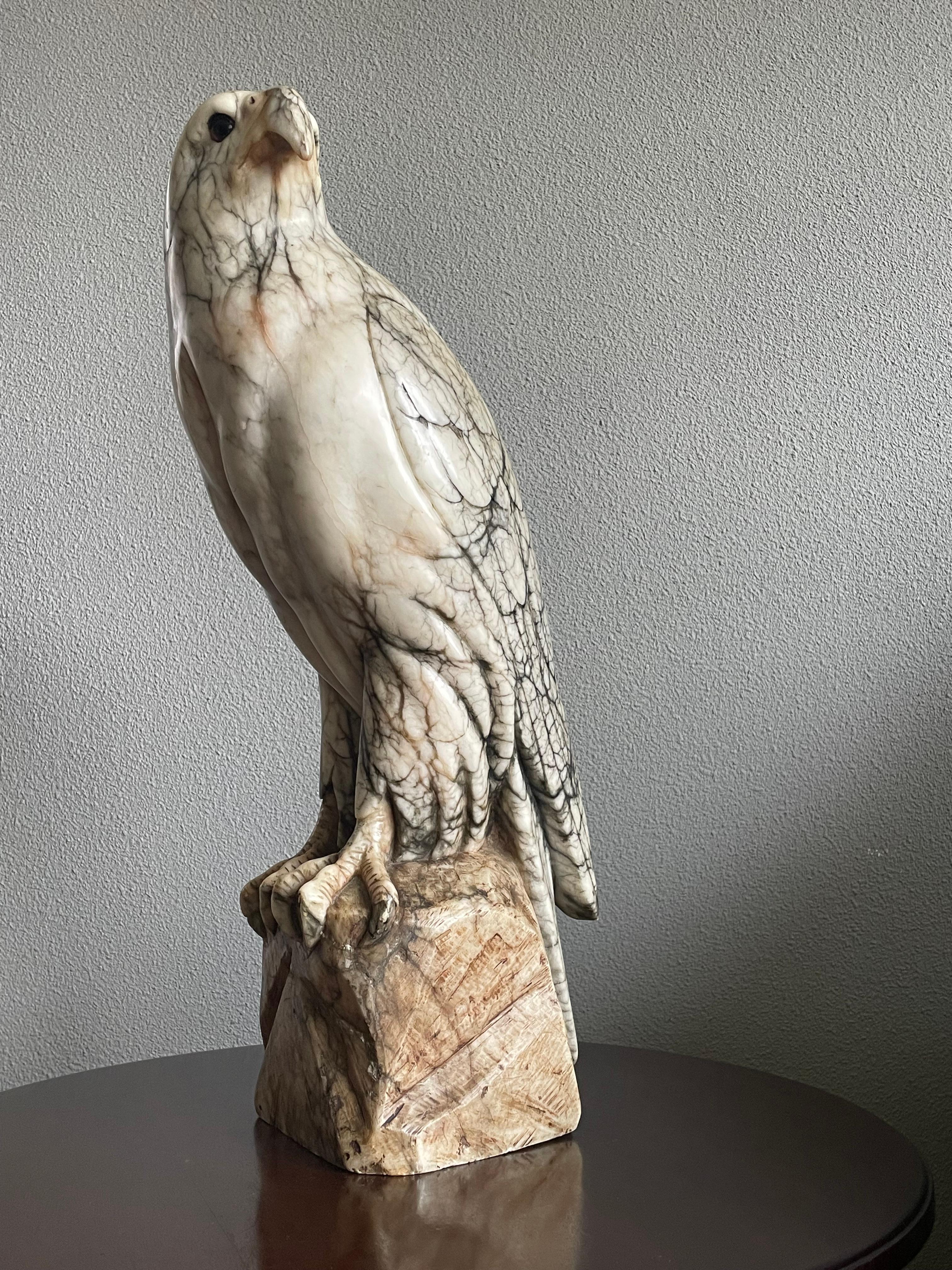 Extra Large Hand Carved & Mint Antique Alabaster American Bald Eagle Sculpture 4