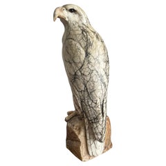 Extra Large Hand Carved & Mint Antique Alabaster American Bald Eagle Sculpture