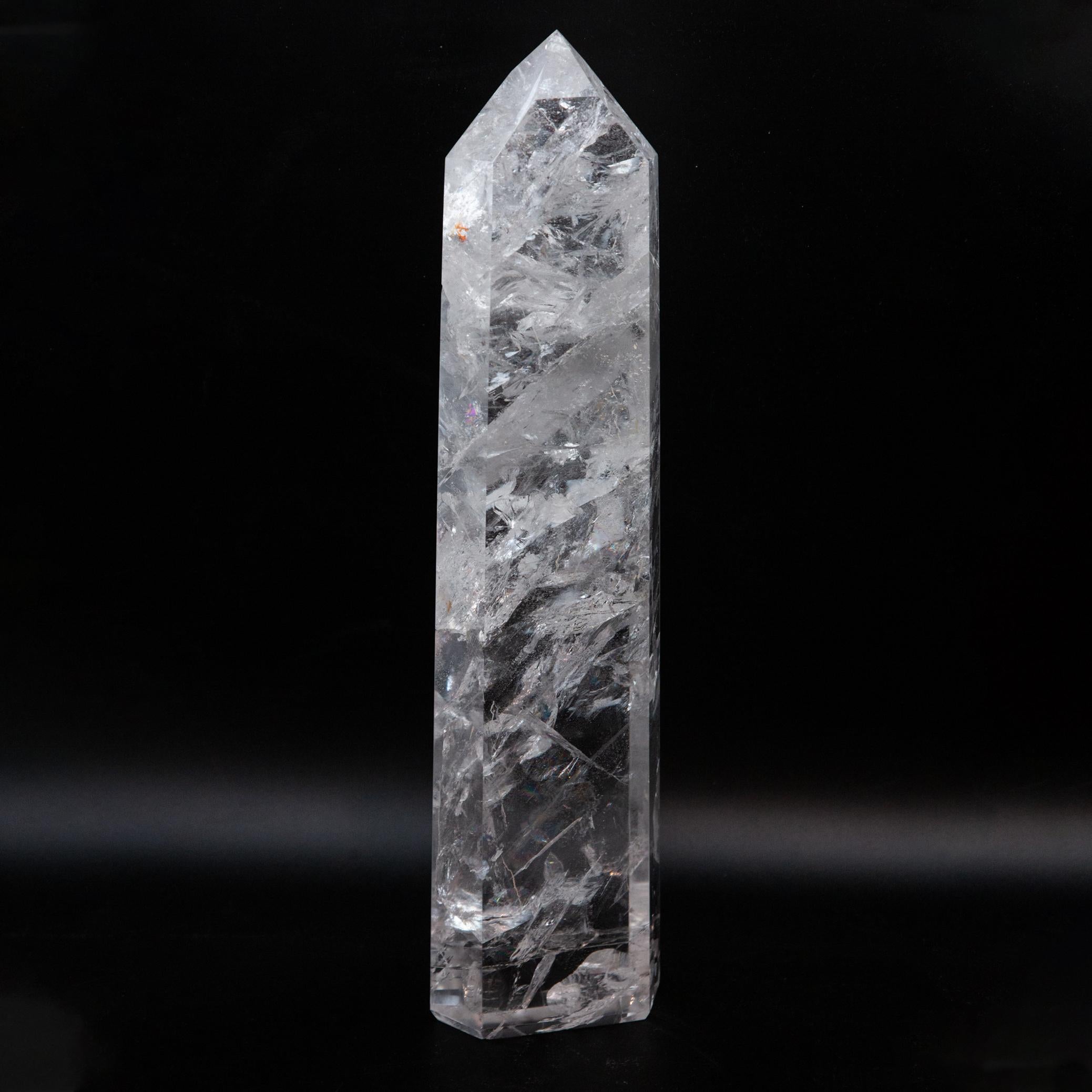 Contemporary Extra Large Hand Carved Rock Crystal Point For Sale