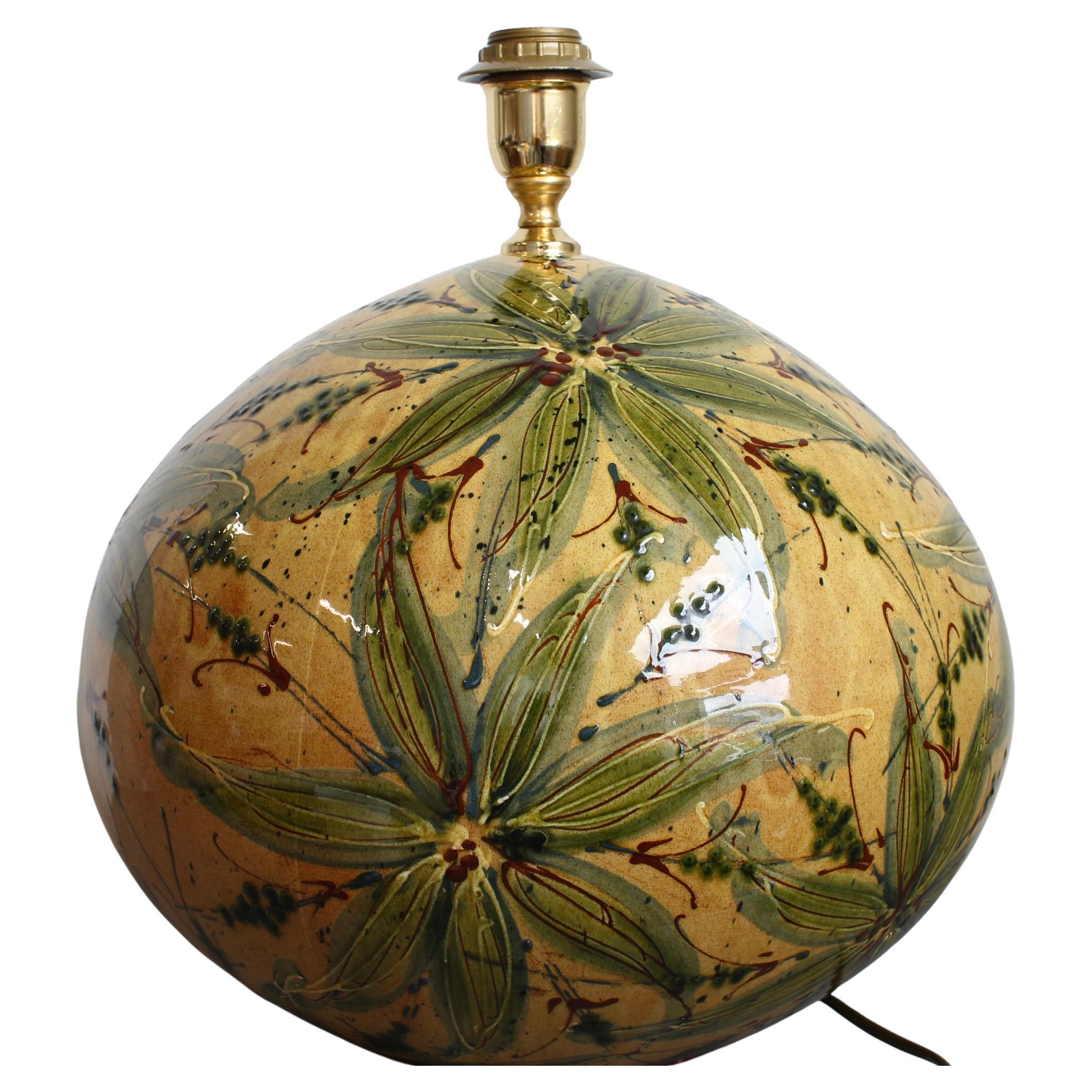 Très grande lampe de table en céramique émaillée à la main (vers 1980) en vente