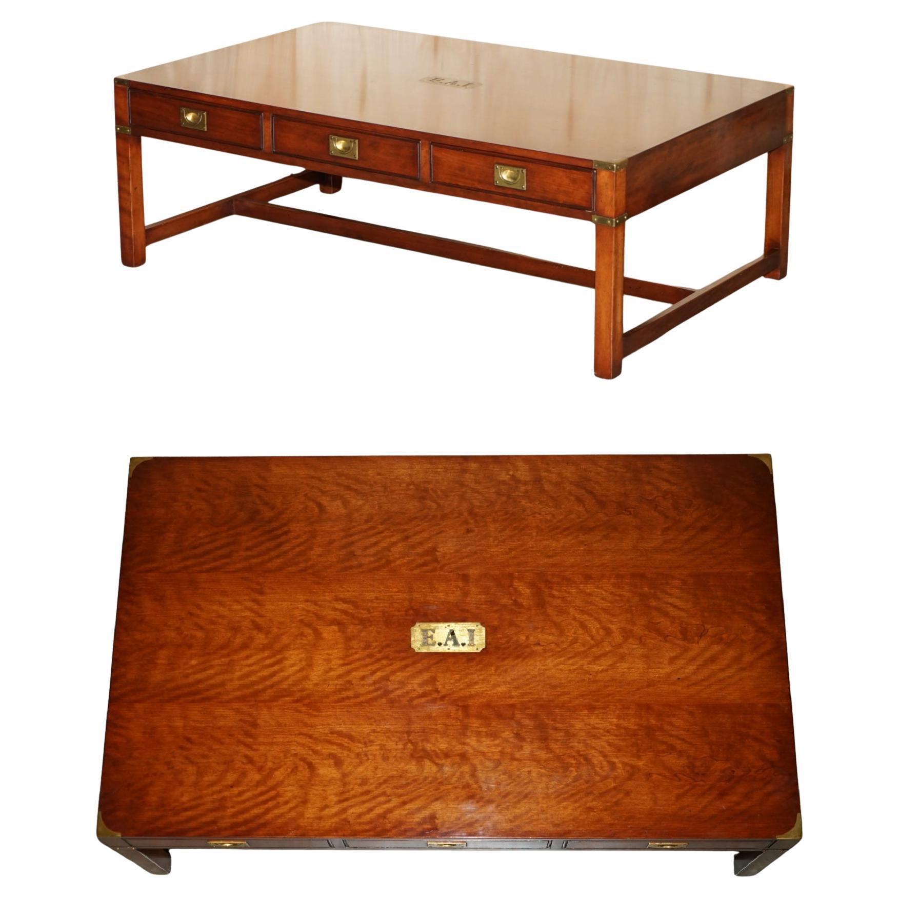 EXTRA LARGE HARRODS REH KENNEDY MILITARY CAMPAIGN COFFEE-TABLE MIT TREE DRAWERs