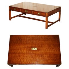 EXTRA LARGE HARRODS REH KENNEDY MILITARY CAMPAIGN COFFEE TABLE WITH TREE DRAWERs