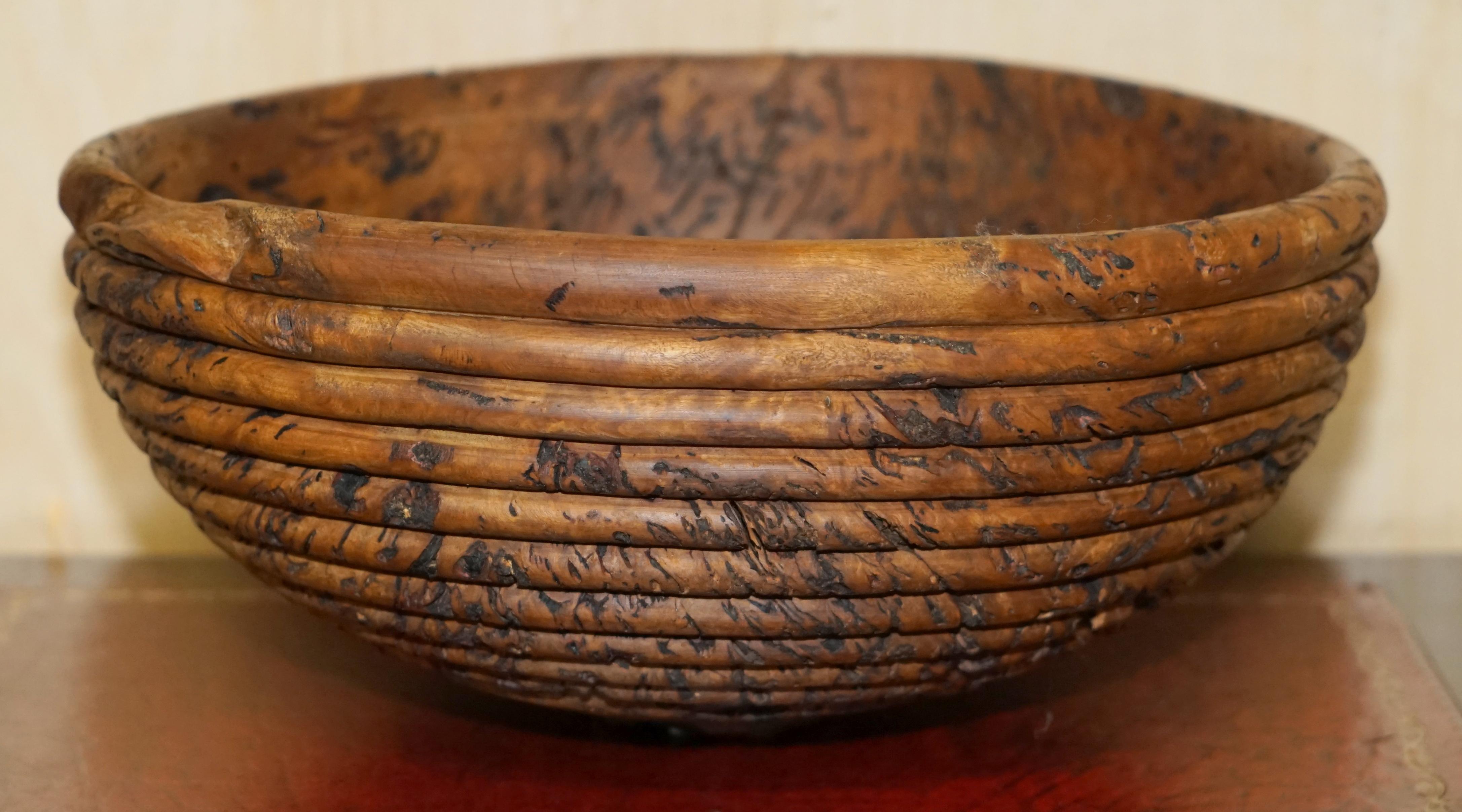 EXTRA LARGE HEAVILY BURRED EUCALYPTUS BOWL SIGNED B MOSS FOR FRUiT ETC MUST SEE For Sale 4