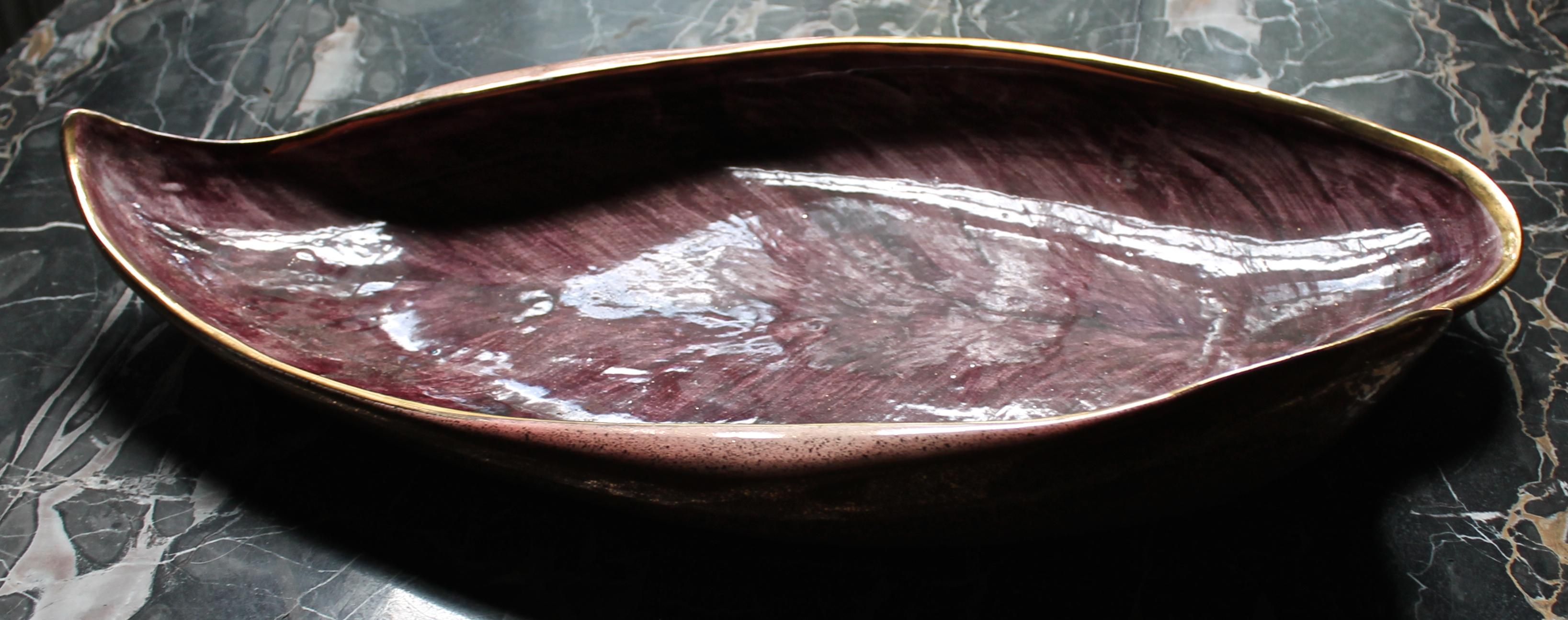 American Extra Large Hedi Schoop Mid Century California Ceramic 'Leaf Bowl'