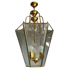 Extra Large Highly Stylish Brass and Beveled Glass Pendant Light Ceiling Lantern