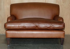 EXTRA LARGE HOWARD GEORGE SMITH STYLE BROWN LEATHER LOVE SEAT ARMCHAiR SOFA
