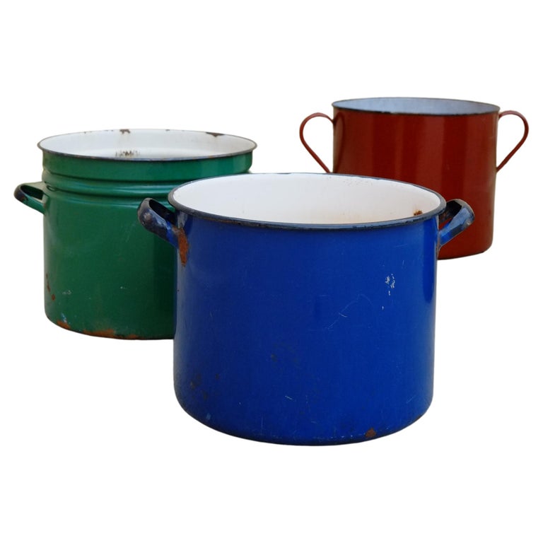 Large Enamel Pot, Vintage Enamel Pot With Lid, Floral Enamel Pot, Enamel  Cookware, Enamel Planter, Farmhouse Decor, French Cookware 