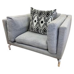 Used Extra Large Italian Mid-Century Style Cube Lounge Chair with Ikat Pillow