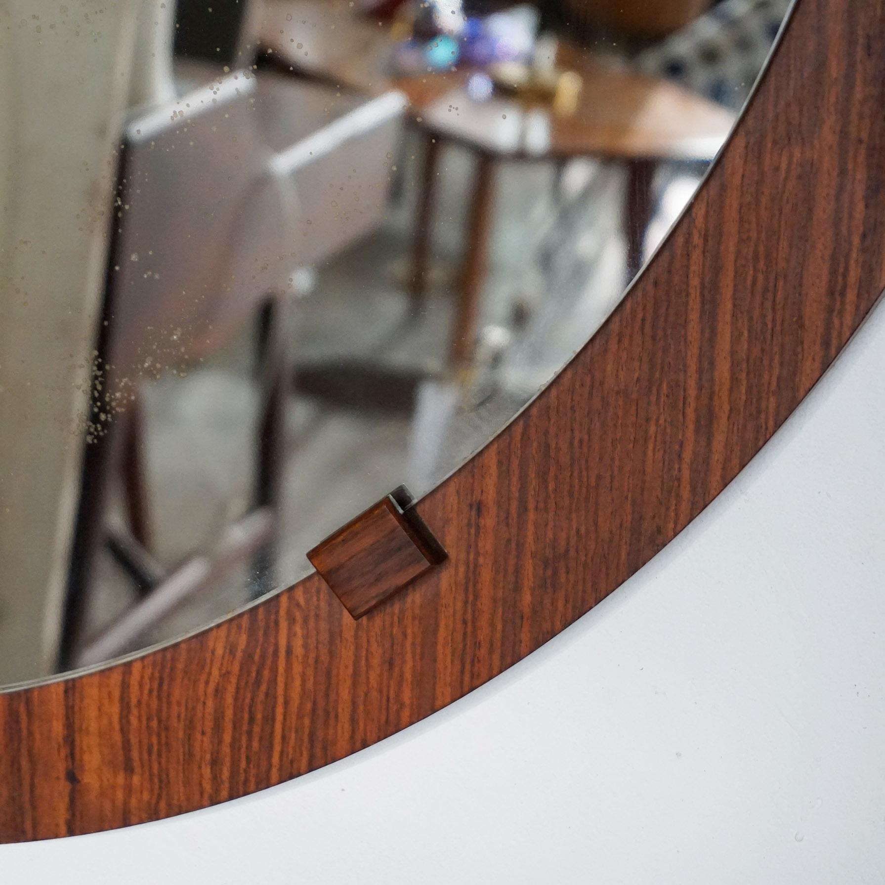 Extra large wonderful Italian midcentury wooden oval mirror with cord. Charming eye-catching accept for any interior!