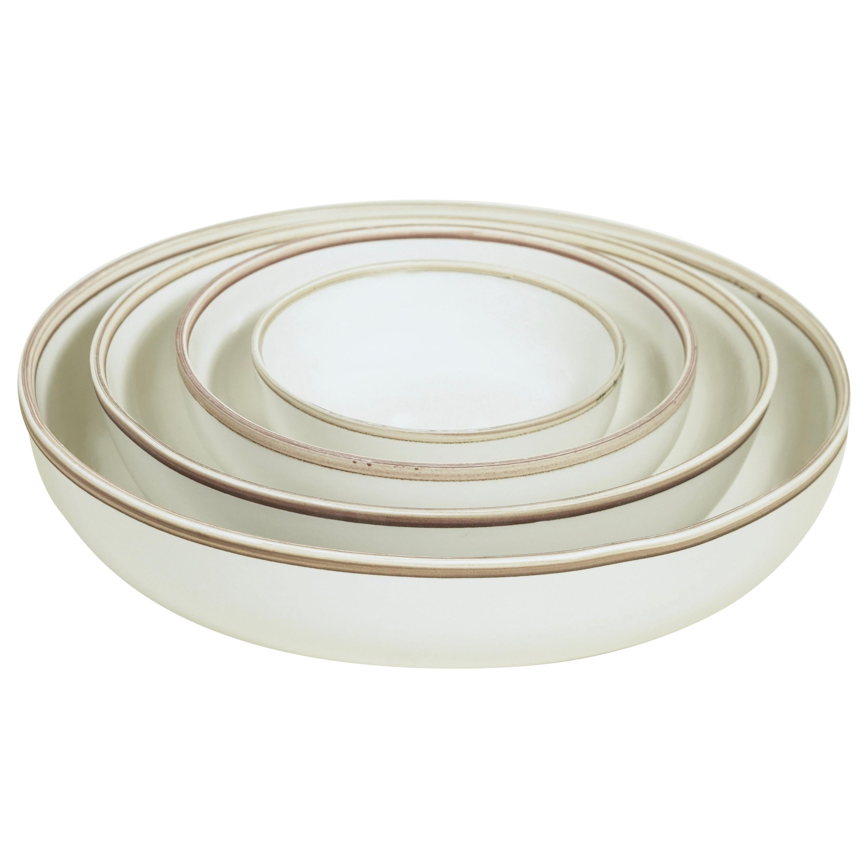 Extra Large Ivory Glazed Porcelain Hermit Bowl with Rustic Rim