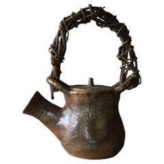 Extra-large théière japonaise en poterie Mingei Shigaraki Dobin