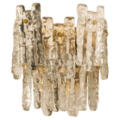 Extra Large Kalmar Ice Glass Brass Wall Sconces by J.T. Kalmar